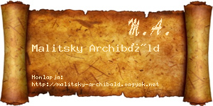 Malitsky Archibáld névjegykártya